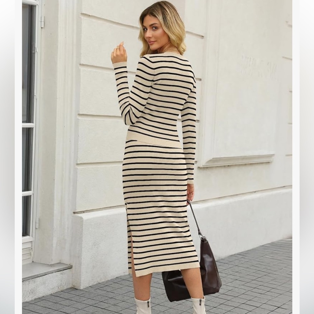 Two piece striped sweater and skirt set size medium - Picture 5 of 10